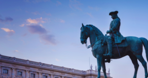 Virtual Conference: Next Practices: Discussions on the Future of Interpretation Large sculpture of a man riding a horse outside the art history museum in Vienna.