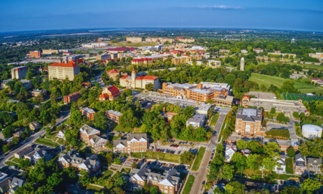 Aerial view of Lawrence, KS