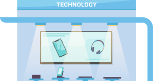 December 16 – 17 | Virtual Conference: Digital Exhibition Summit Illustration with tech devices displayed -- phones, tablets, headphones