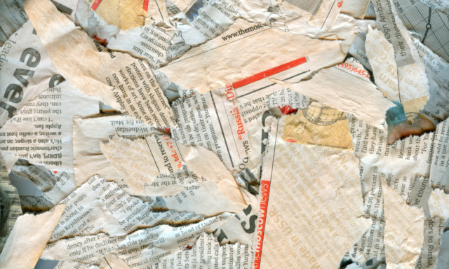 pile of newspaper clippings