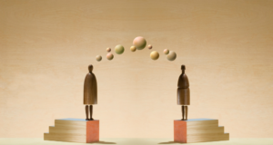 Museum 411 Top Posts of 2024: What You Read and Shared the Most two figures standing on top of books with thought bubbles linking them