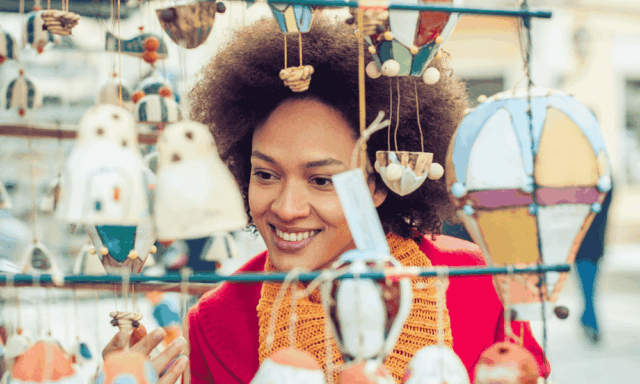 Woman browsing merchandise in a shop