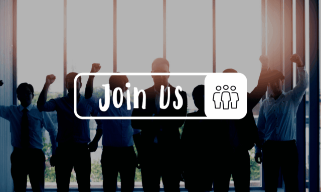 group of people in the background overlayed with a "Join Us" button