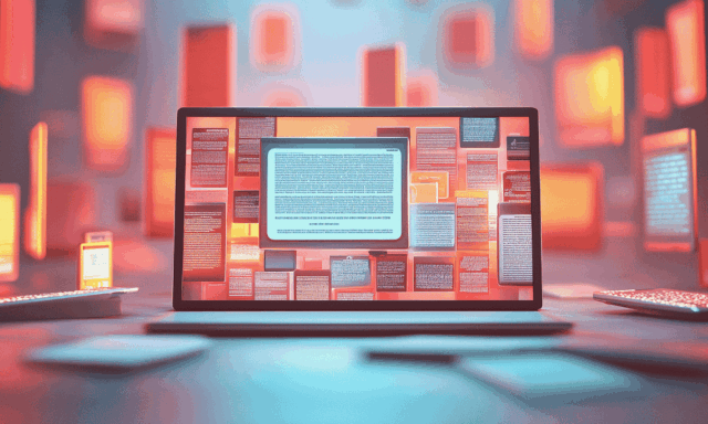 an open laptop surrounded by floating representation of digital files