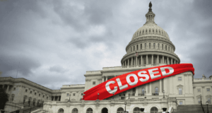 What Happens to IMLS Grants During a Government Shutdown? (And Other Shutdown Updates) the U.S. capitol building with a red "closed" ribbon wrapped around it