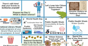 January 13 | How To Be a Part of 2.50 Million Acts of Science with SciStarter Portion of SciStarter's Citizen Science Month calendar