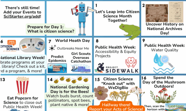 Portion of SciStarter's Citizen Science Month calendar