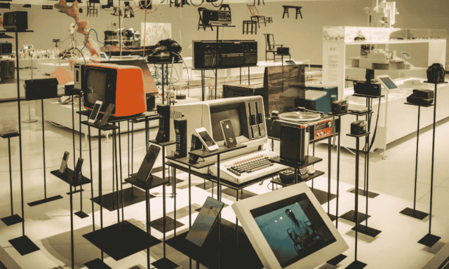 Vintage Electronics Display in a Museum