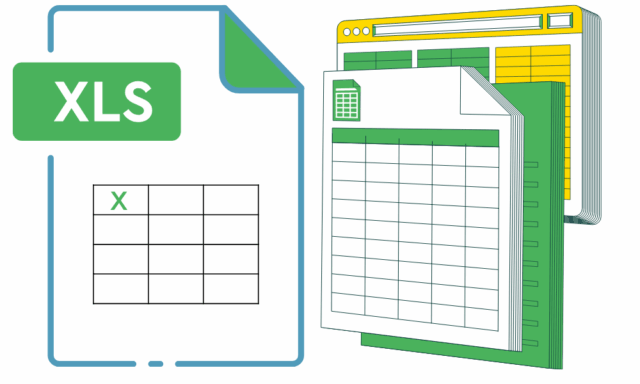 Illustrations depicting Excel spreadsheets