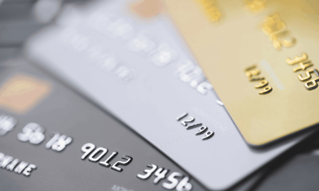 Close-up view of a few credit cards.